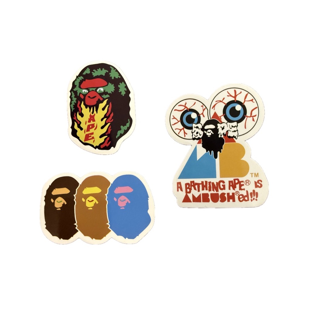 Urban Skateboarding Stickers BAPE Logos - Lot of 3
